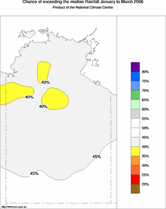 probability of exceeding median rainfall - click on the map for a larger version of the map