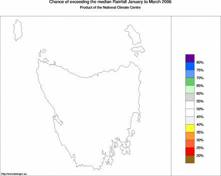 probability of exceeding median rainfall - click on the map for a larger version of the map