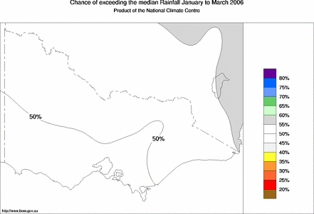 probability of exceeding median rainfall - click on the map for a larger version of the map