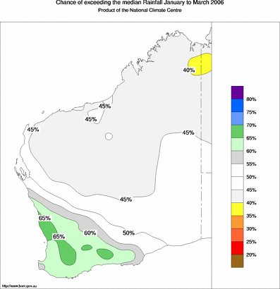 probability of exceeding median rainfall - click on the map for a larger version of the map