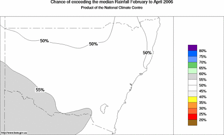 probability of exceeding median rainfall - click on the map for a larger version of the map