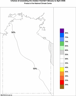 probability of exceeding median rainfall - click on the map for a larger version of the map