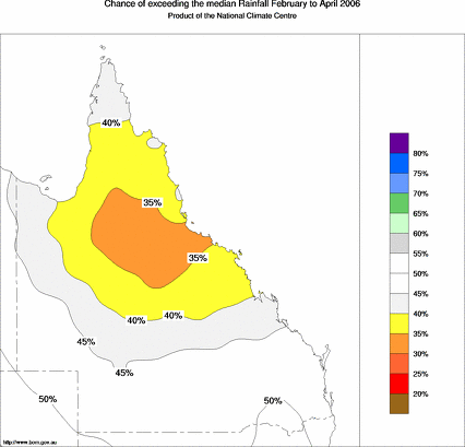 probability of exceeding median rainfall - click on the map for a larger version of the map