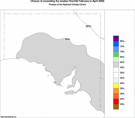 probability of exceeding median rainfall - click on the map for a larger version of the map