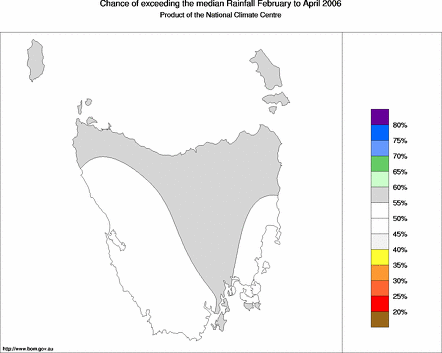 probability of exceeding median rainfall - click on the map for a larger version of the map