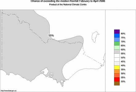 probability of exceeding median rainfall - click on the map for a larger version of the map