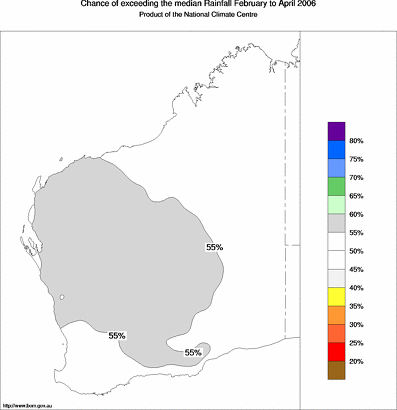 probability of exceeding median rainfall - click on the map for a larger version of the map