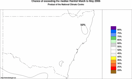probability of exceeding median rainfall - click on the map for a larger version of the map