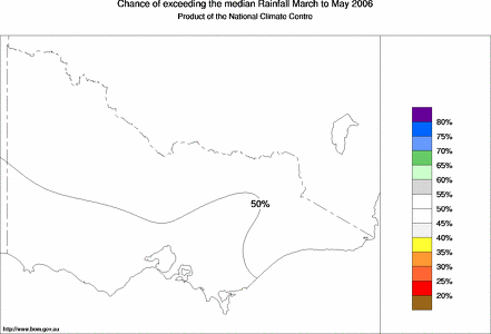 probability of exceeding median rainfall - click on the map for a larger version of the map