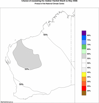 probability of exceeding median rainfall - click on the map for a larger version of the map