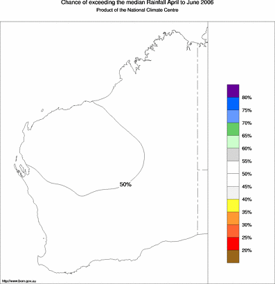 probability of exceeding median rainfall - click on the map for a larger version of the map