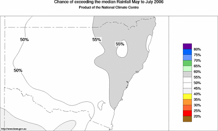 probability of exceeding median rainfall - click on the map for a larger version of the map