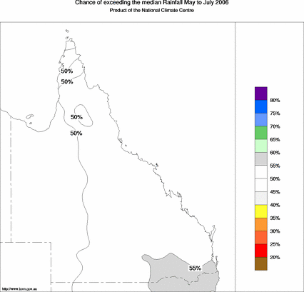 probability of exceeding median rainfall - click on the map for a larger version of the map