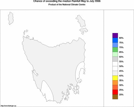 probability of exceeding median rainfall - click on the map for a larger version of the map