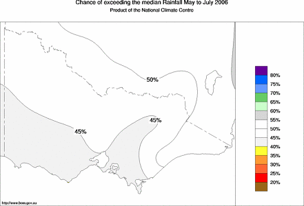probability of exceeding median rainfall - click on the map for a larger version of the map