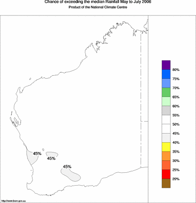 probability of exceeding median rainfall - click on the map for a larger version of the map