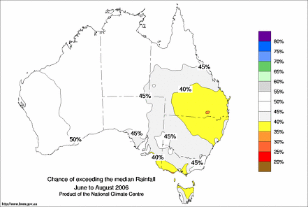 probability of exceeding median rainfall - click on the map for a larger version of the map