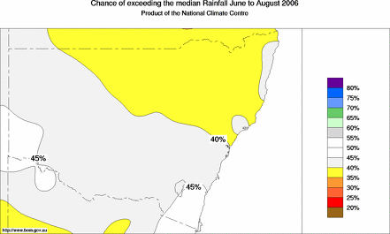 probability of exceeding median rainfall - click on the map for a larger version of the map