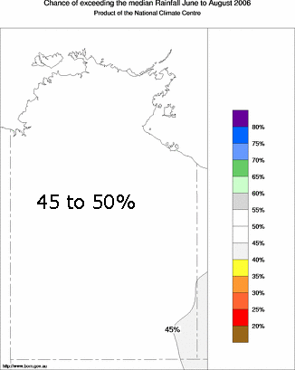 probability of exceeding median rainfall - click on the map for a larger version of the map