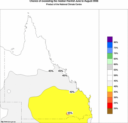 probability of exceeding median rainfall - click on the map for a larger version of the map