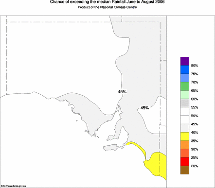 probability of exceeding median rainfall - click on the map for a larger version of the map