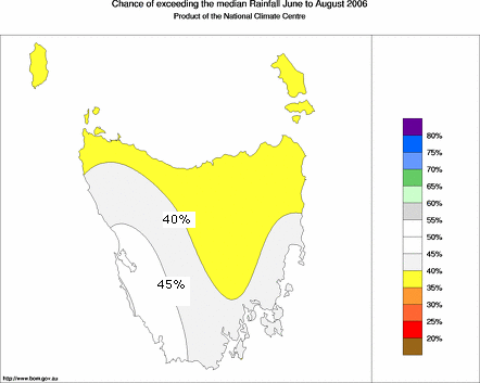 probability of exceeding median rainfall - click on the map for a larger version of the map