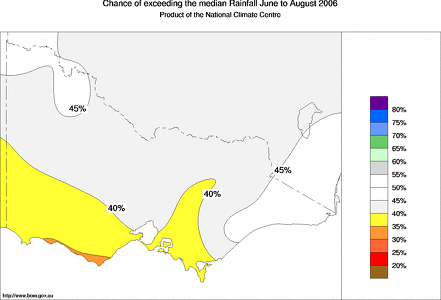 probability of exceeding median rainfall - click on the map for a larger version of the map
