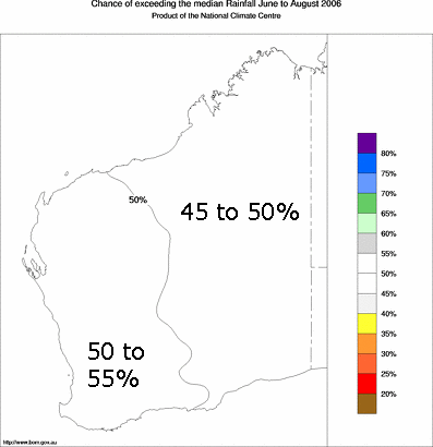 probability of exceeding median rainfall - click on the map for a larger version of the map
