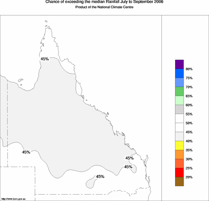 probability of exceeding median rainfall - click on the map for a larger version of the map