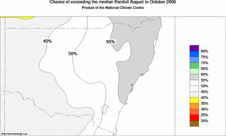 probability of exceeding median rainfall - click on the map for a larger version of the map