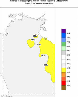 probability of exceeding median rainfall - click on the map for a larger version of the map