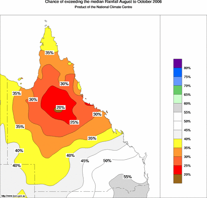 probability of exceeding median rainfall - click on the map for a larger version of the map