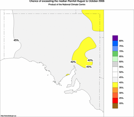 probability of exceeding median rainfall - click on the map for a larger version of the map