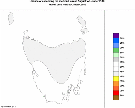 probability of exceeding median rainfall - click on the map for a larger version of the map