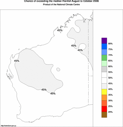 probability of exceeding median rainfall - click on the map for a larger version of the map