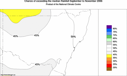 probability of exceeding median rainfall - click on the map for a larger version of the map