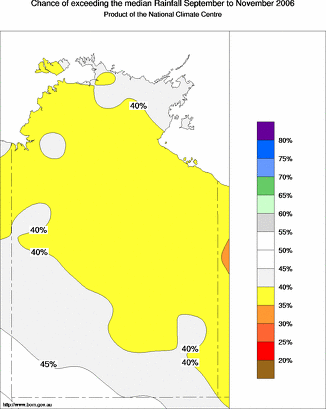 probability of exceeding median rainfall - click on the map for a larger version of the map