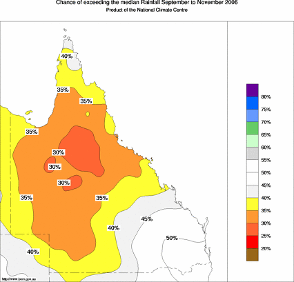 probability of exceeding median rainfall - click on the map for a larger version of the map
