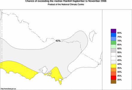 probability of exceeding median rainfall - click on the map for a larger version of the map