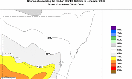 probability of exceeding median rainfall - click on the map for a larger version of the map