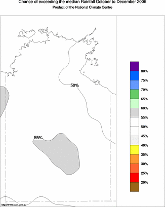 probability of exceeding median rainfall - click on the map for a larger version of the map