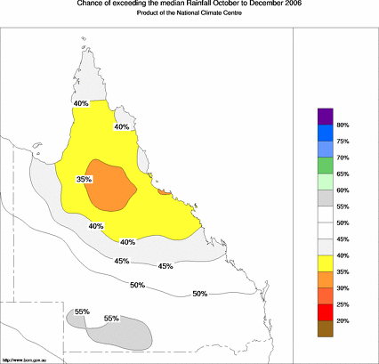 probability of exceeding median rainfall - click on the map for a larger version of the map