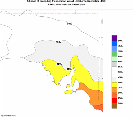 probability of exceeding median rainfall - click on the map for a larger version of the map