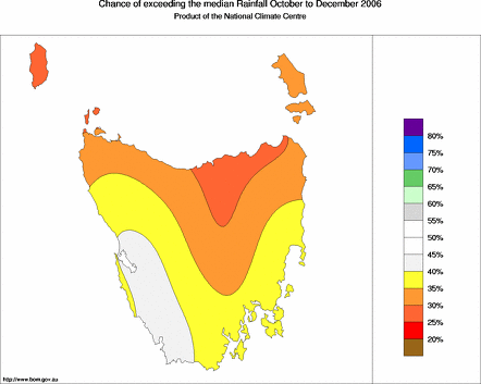 probability of exceeding median rainfall - click on the map for a larger version of the map