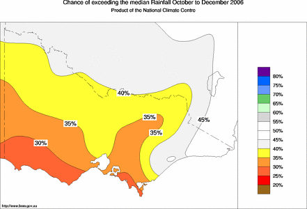 probability of exceeding median rainfall - click on the map for a larger version of the map