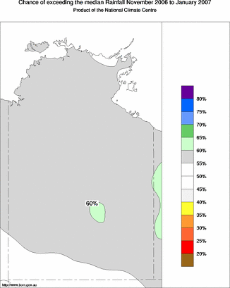 probability of exceeding median rainfall - click on the map for a larger version of the map