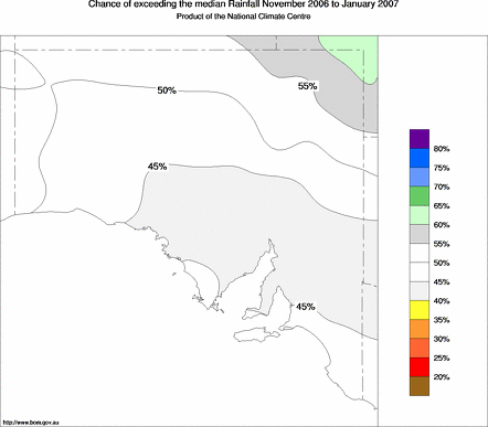 probability of exceeding median rainfall - click on the map for a larger version of the map