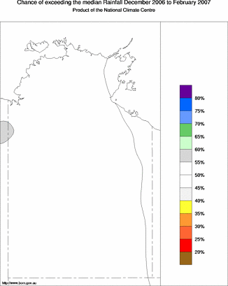 probability of exceeding median rainfall - click on the map for a larger version of the map