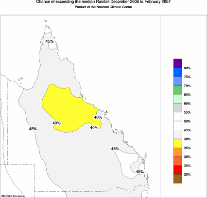 probability of exceeding median rainfall - click on the map for a larger version of the map