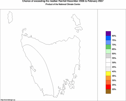 probability of exceeding median rainfall - click on the map for a larger version of the map